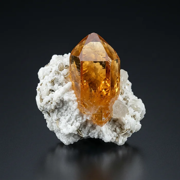 Golden Topaz on Albite, illustrative sample specimen